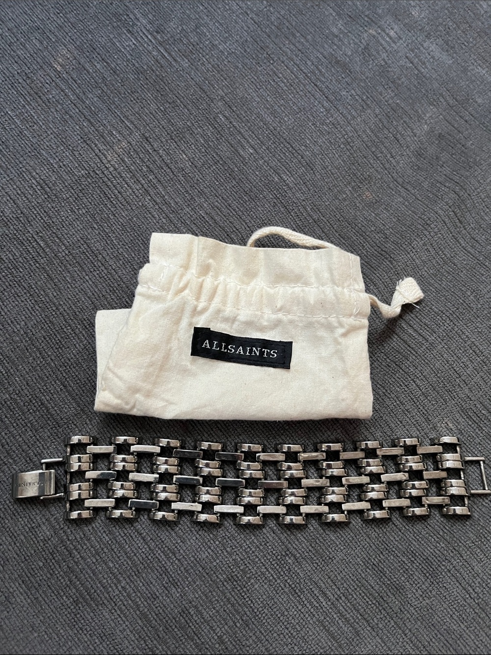 All Saints Silver Multi-Row Link Bracelet